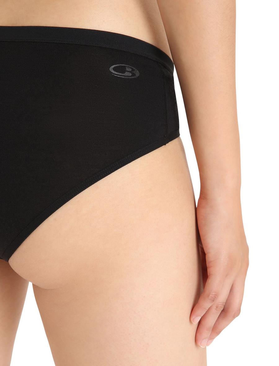 Women's Icebreaker Merino Siren Hipkini Briefs Underwear Black | CA 1218ZUTG